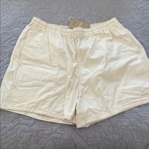 Cream Elastic Waist Shorts